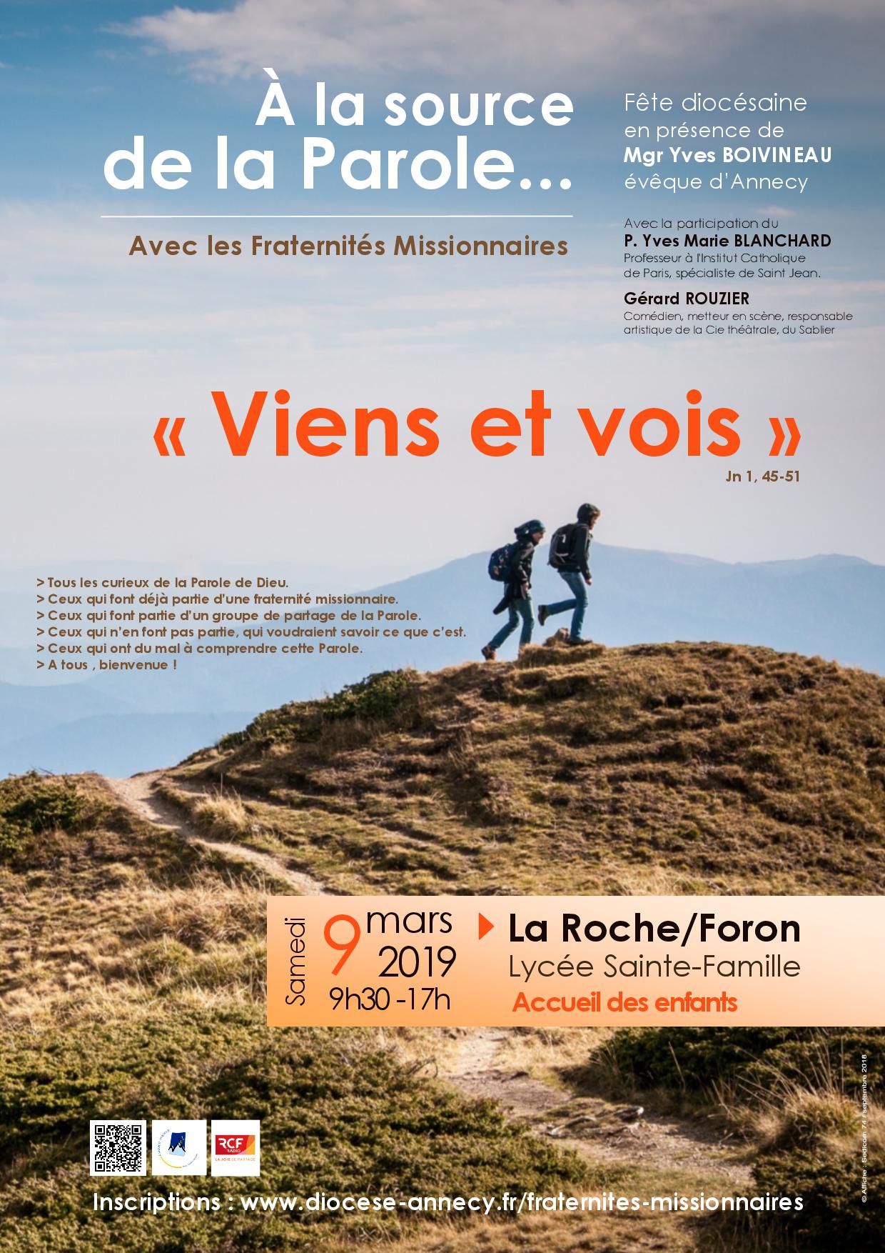 Viens et vois !  Rassemblement du diocèse d’Annecy le 9 mars 2019 à La Roche-sur-Foron (74)