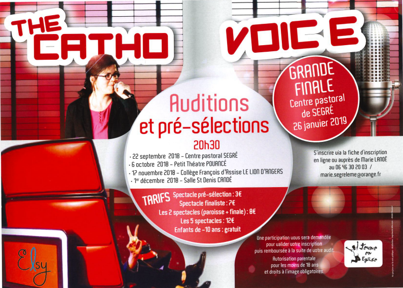 The Catho Voice : auditions, pré-sélections et grande finale le 26 janvier 2019 à Segré-en-Anjou (49)