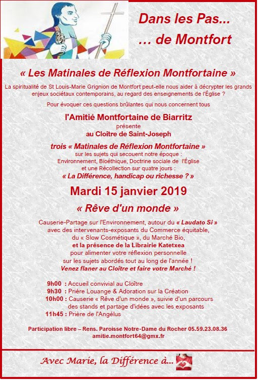 Rencontre sur l’environnement autour de “Laudato si'” avec l’Amitié Montfortaine de Biarritz (64) le 15 janvier 2019