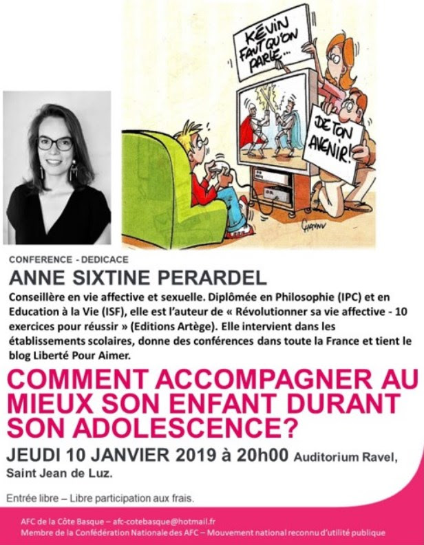 Conférence sur « Comment accompagner au mieux son enfant durant son adolescence ? » le 10 janvier 2019 à Saint-Jean-de-Luz (64)