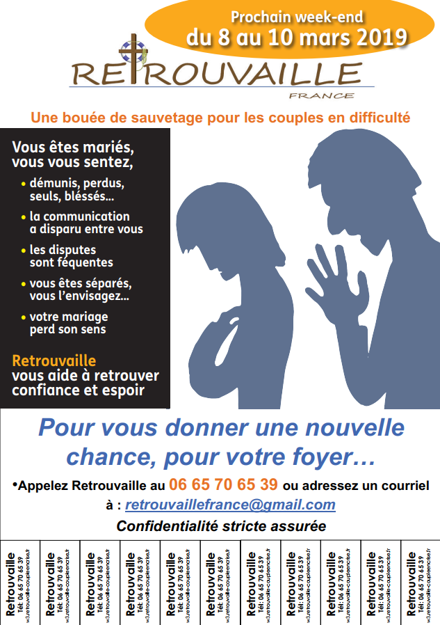 Weekend « Retrouvaille » – pour les couples en difficulté du 8 au 10 mars 2019 à Orsay (91)