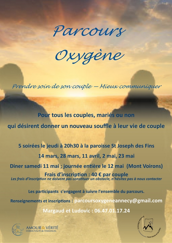 Parcours Oxygène – 5 soirées du 14 mars au 23 mai 2019 à Annecy (74)