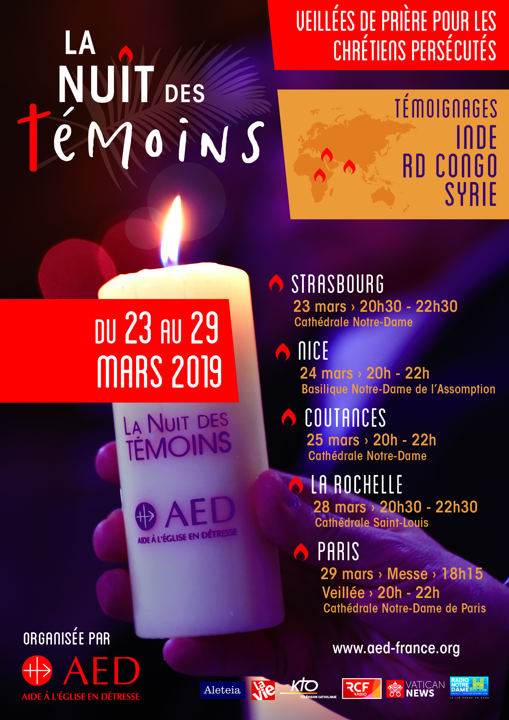 11e Nuit des Témoins de l’AED – du 23 au 29 mars 2019 en France