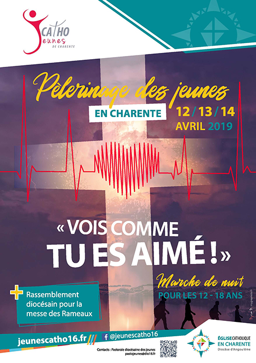 Les jeunes de Charente en pélé pour le week-end des Rameaux entre La Rochefoucauld (16) et Montbron (16) du 12 au 14 avril 2019