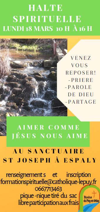 « Aimer comme Jésus aime » – Halte spirituelle le 18 mars 2019 au Puy-en-Velay (43)