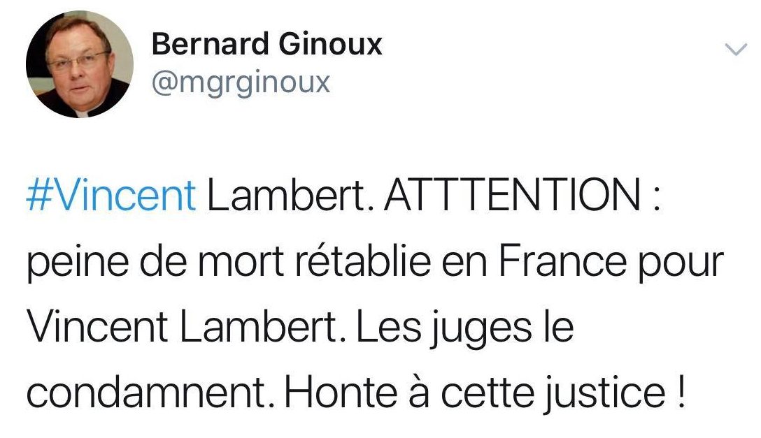 Vincent Lambert: Mgr Ginoux dénonce la décision du Conseil d’État