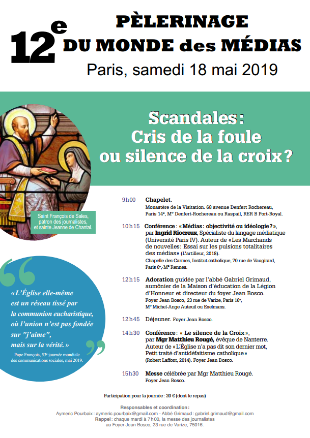 12e pèlerinage du monde des médias le 18 mai 2019 à Paris