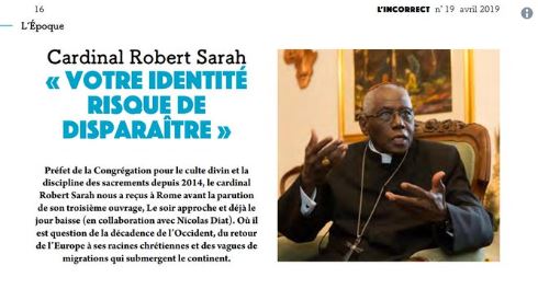 Cardinal Sarah « Ceux que vous accueillez doivent s’intégrer à votre culture »