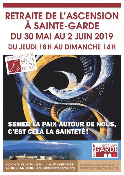 Semer la paix autour de nous, c’est cela la sainteté ! du 30 mai au 2 juin 2019 à Saint-Didier (84)