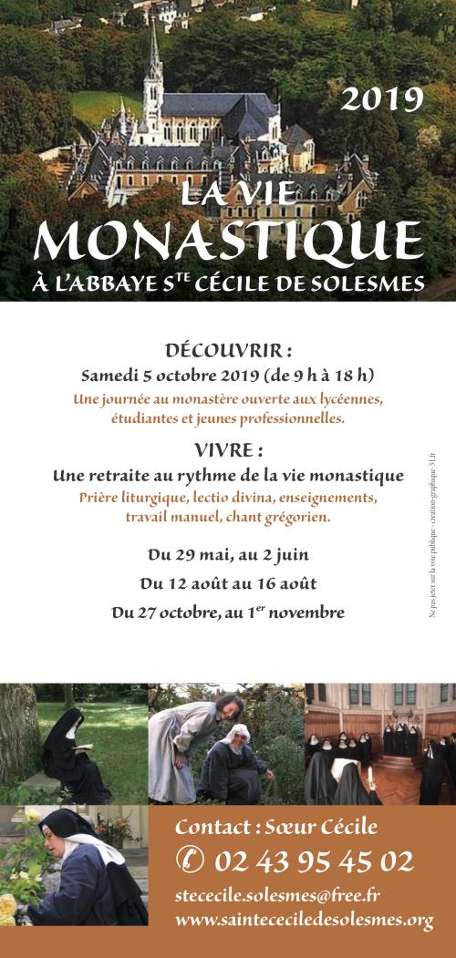 (Jeunes Femmes) Vivre une retraite au rythme de la vie monastique à l’abbaye Sainte Cécile de Solesmes (72) : 12 au 16 août 2019