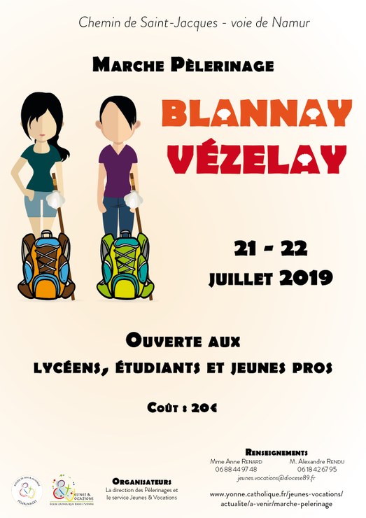 Marche pèlerinage les 21 & 22 juillet 2019 entre Blannay (89) et Vézelay (89)