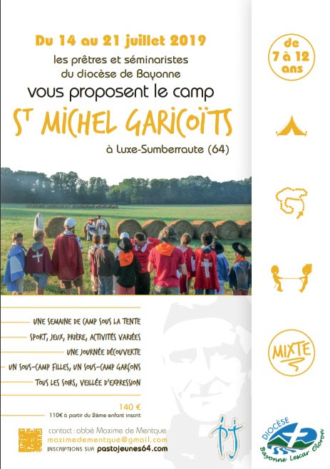 Camp pour les jeunes de 7 à 12 ans du 14 au 21 juillet 2019 à Luxe-Sumberraute (64)