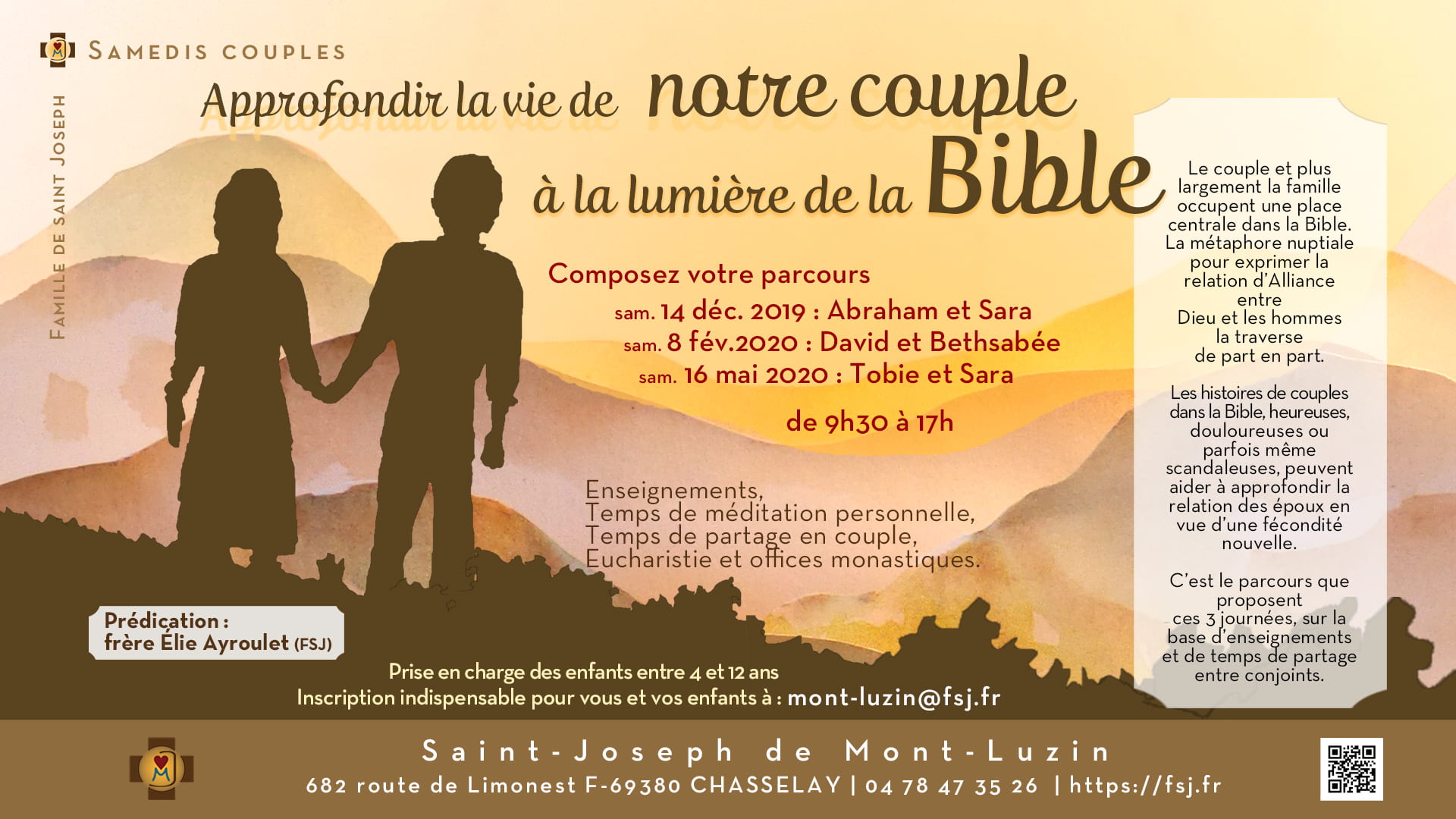 Samedis couples avec la Famille de saint Joseph les 14 décembre, 8 février 2019 & 16 mai 2010 à Chasselay (69)