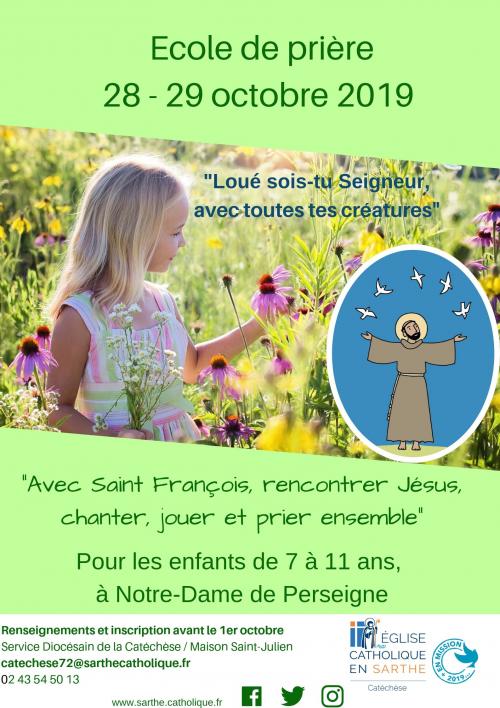 Ecole de prière pour les enfants les 28-29 octobre 2019 à Notre-Dame de Perseigne (72)