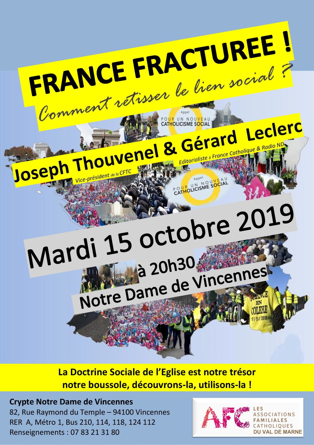 Conférence « France fracturée ! Comment retisser le lien social ? » Le 15 octobre 2019 à Vincennes (94)