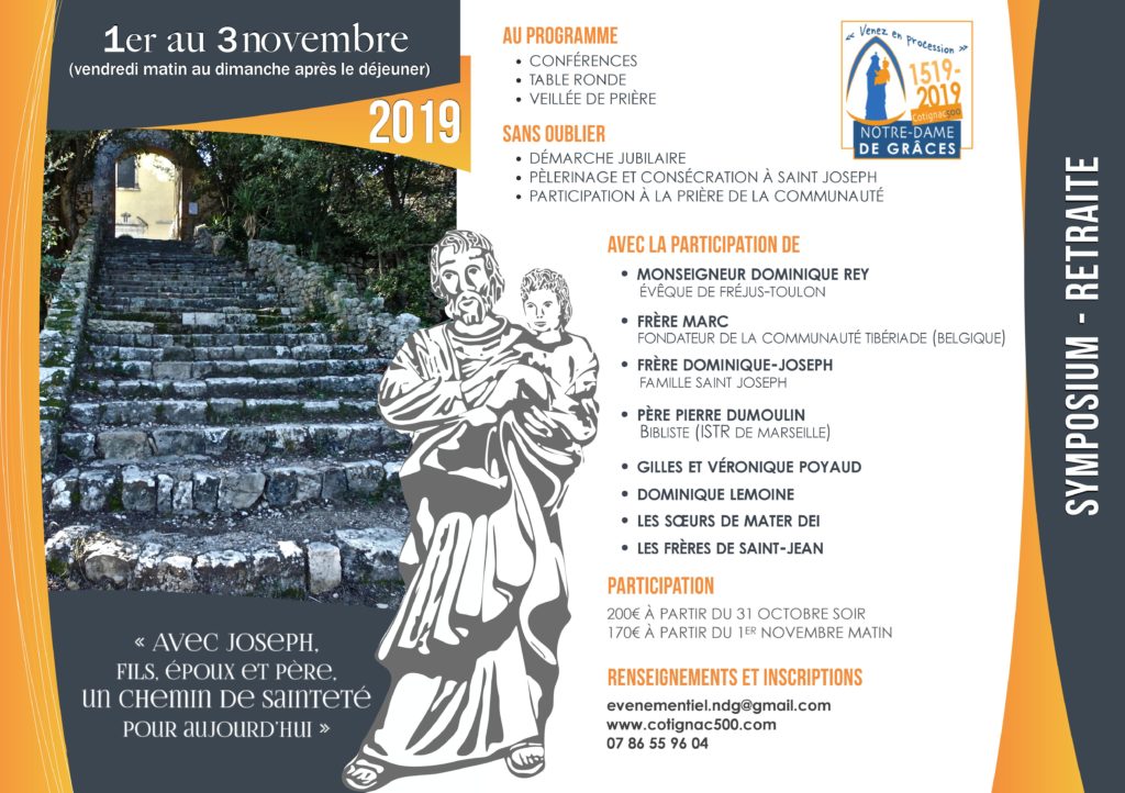 Symposium – Retraite sur saint Joseph du 1er au 3 novembre 2019 à Cotignac (83)