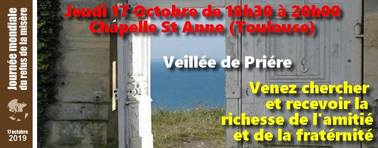 Veillée de prière pour la Journée du refus de la misère le 17 octobre 2019 à Toulouse (31)