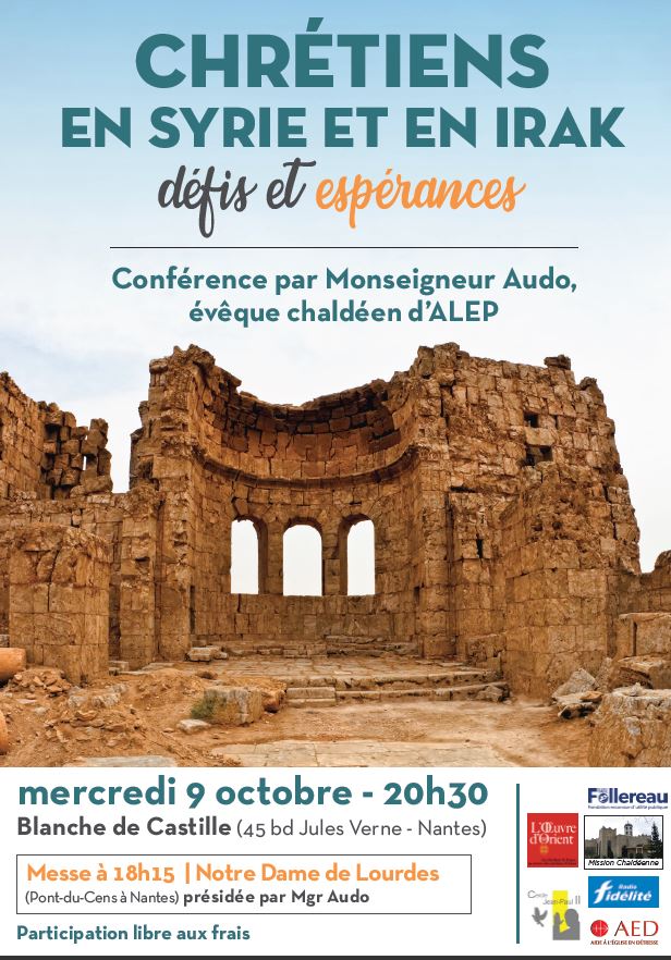 Conférence « Chrétiens en Syrie et en Irak, défis et espérances » le 9 octobre 2019 à Nantes (44)