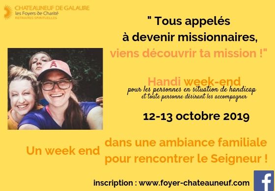 Weekend jeunes adultes en situation de handicap et accompagnateurs les 12 & 13 octobre 2019 à Châteauneuf-de-Galaure (26)