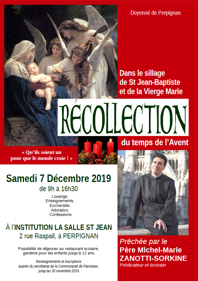Récollection à Perpignan (66) le 7 décembre 2019 avec le Père Michel-Marie