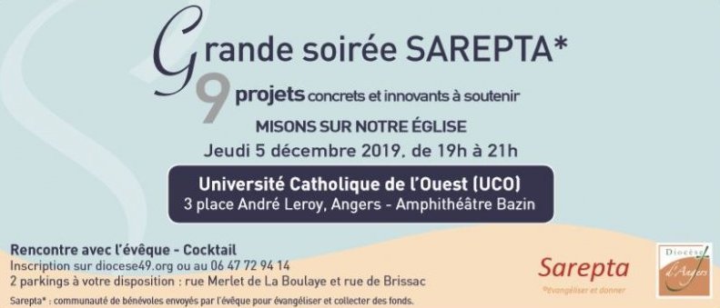 Soirée “Misons sur notre Eglise” : 9 projets à soutenir le 5 décembre 2019 à Angers (49)