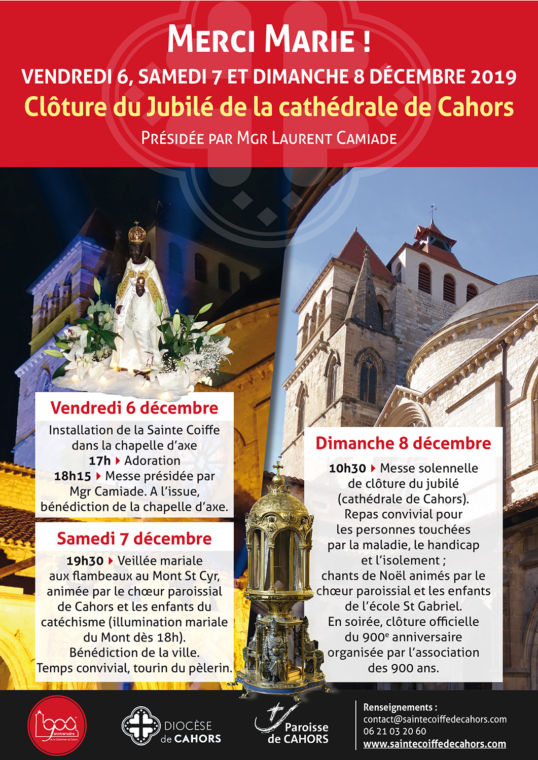 Triduum de clôture du Jubilé de la cathédrale les 6, 7 & 8 décembre 2019 à Cahors (46)
