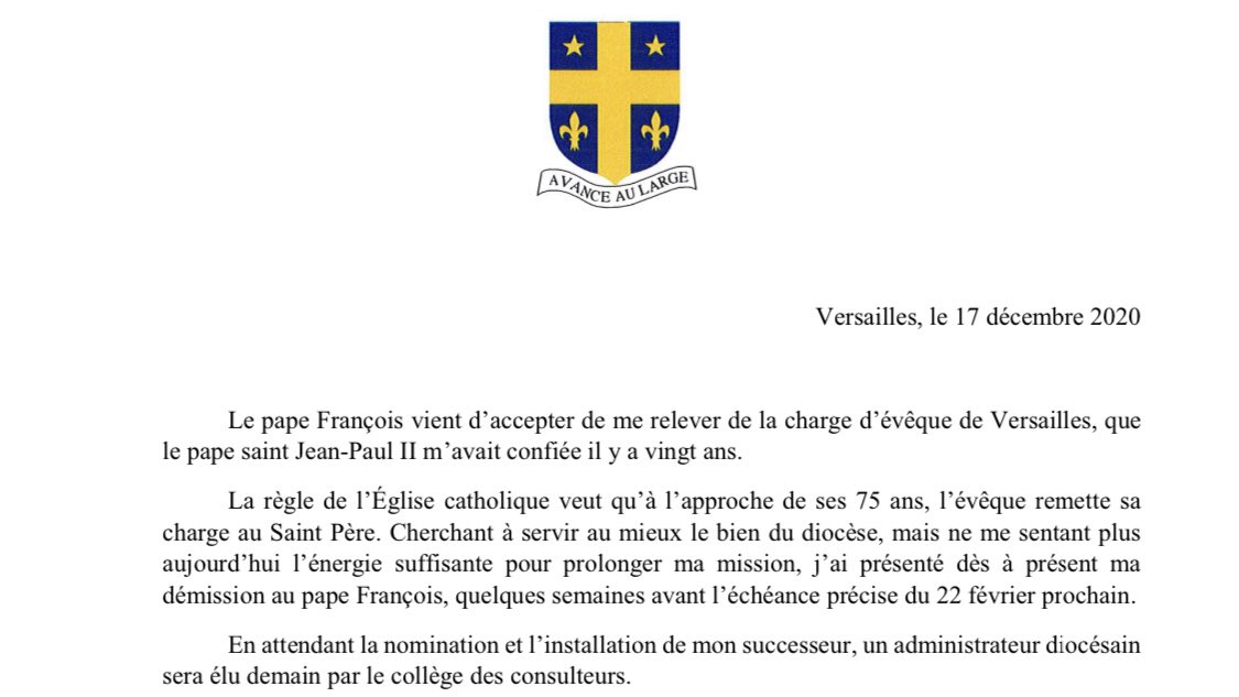 Versailles : Mgr Éric Aumonier relevé de sa charge d’évêque