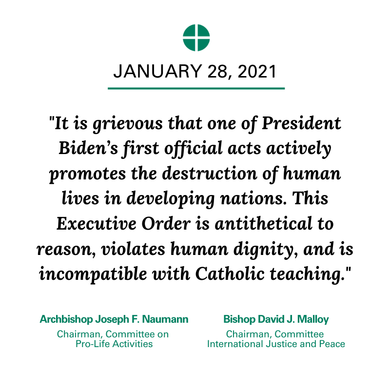États-Unis : les évêques mettent en cause le décret de Biden qui encourage l’avortement dans les pays en voie de développement