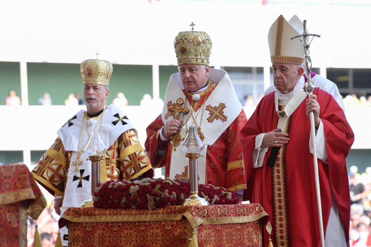 Voyage du Pape en Slovaquie: célébration de la Divine liturgie à Prešov