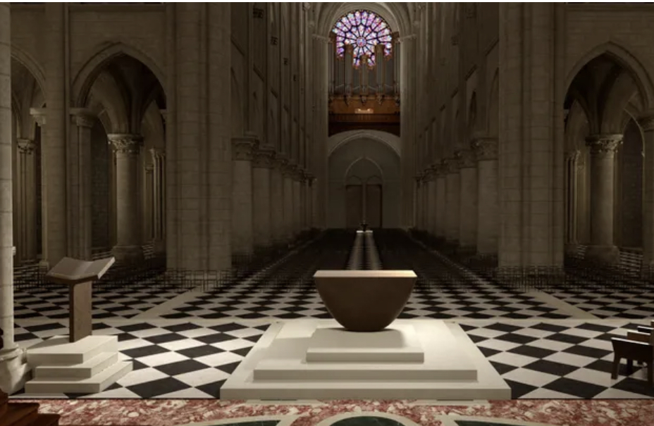 Notre-Dame de Paris: présentation du nouveau mobilier liturgique prévu pour la réouverture de la cathédrale