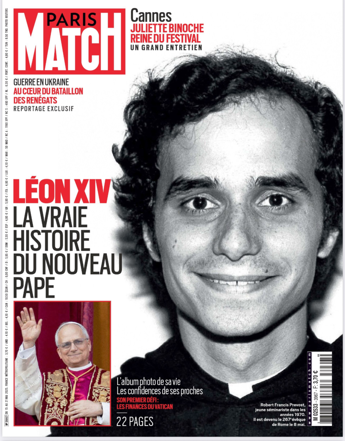 Paris Match titre aussi avec le pape Léon XIV